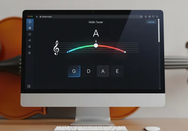 User interacting with an online violin tuner interface