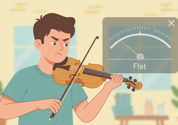 Beginner violinist struggles with tuning